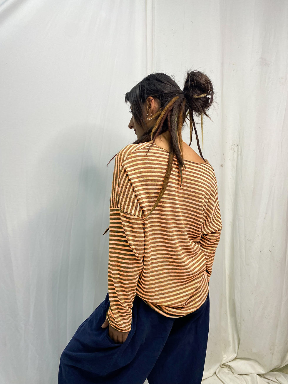 Thumbnail: TEMPER - Striped Long Sleeve Blouse
