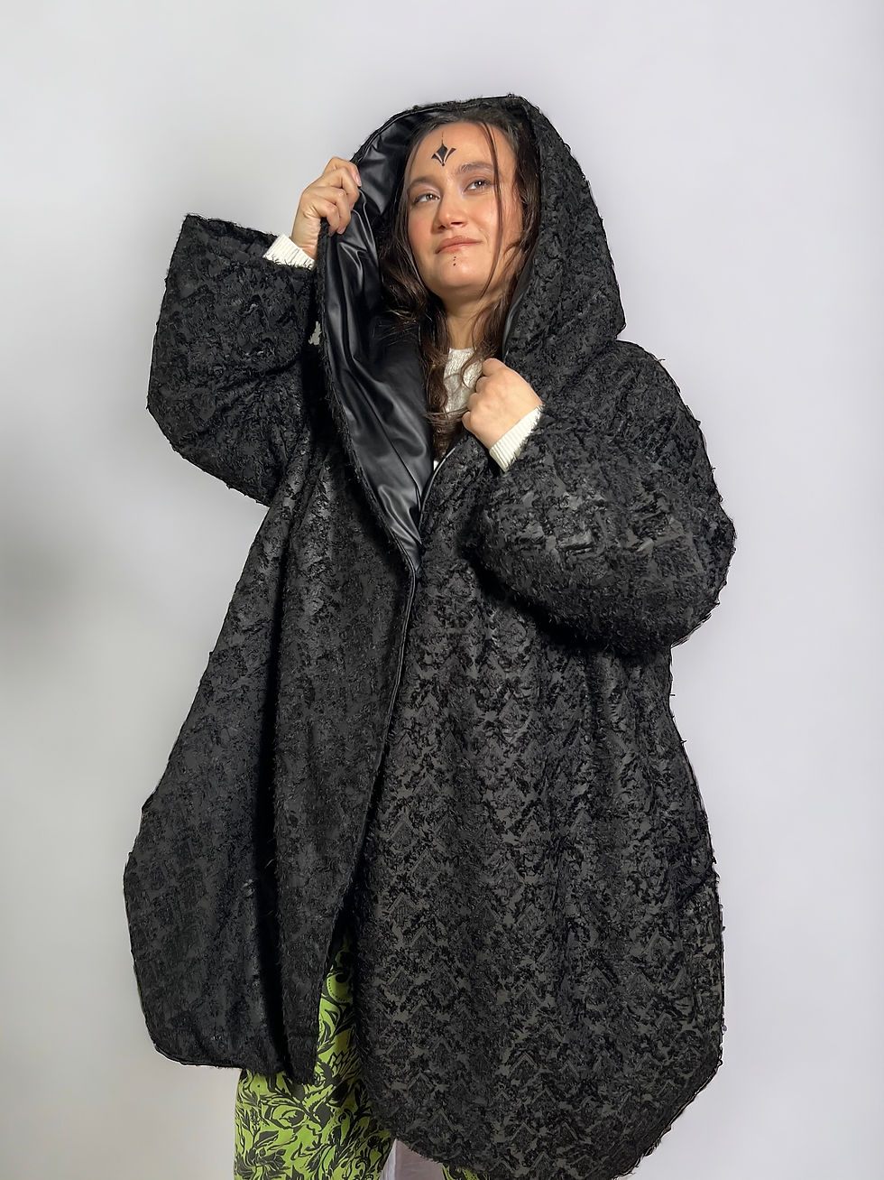 Thumbnail: Warm Jacket with Feathers & Glossy Finish