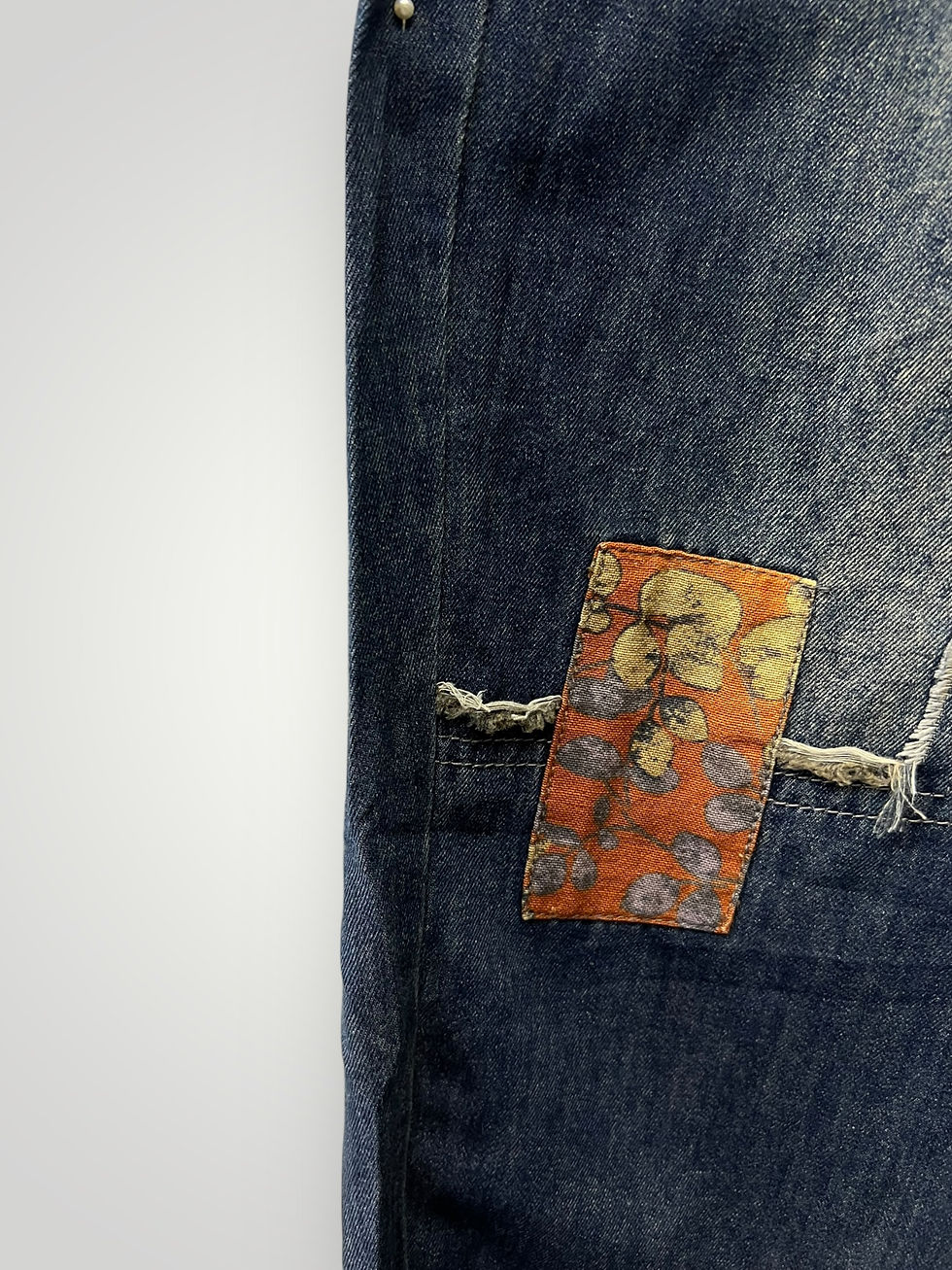 Thumbnail: Baggy Dark Jeans with Floral Patches & Ripped