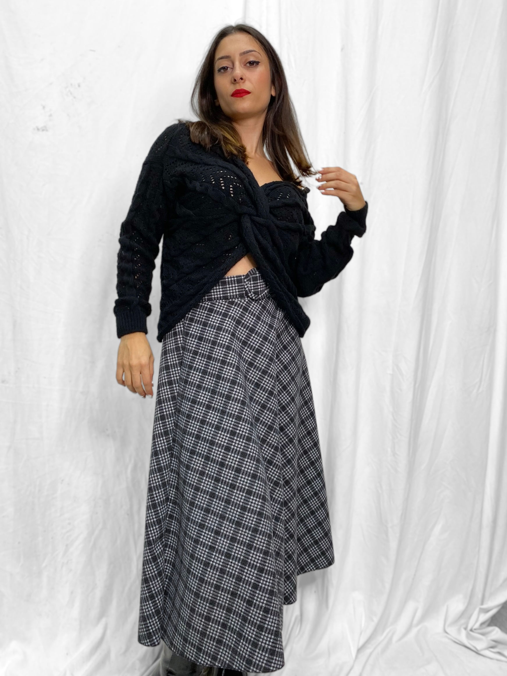 FELLOWES - Plaid Thick Winter Skirt with Belt