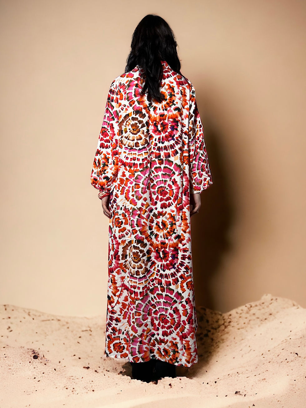 Μικρογραφία: Oversized Πουκαμισοφόρεμα με Αφηρημένο Εμπριμέ