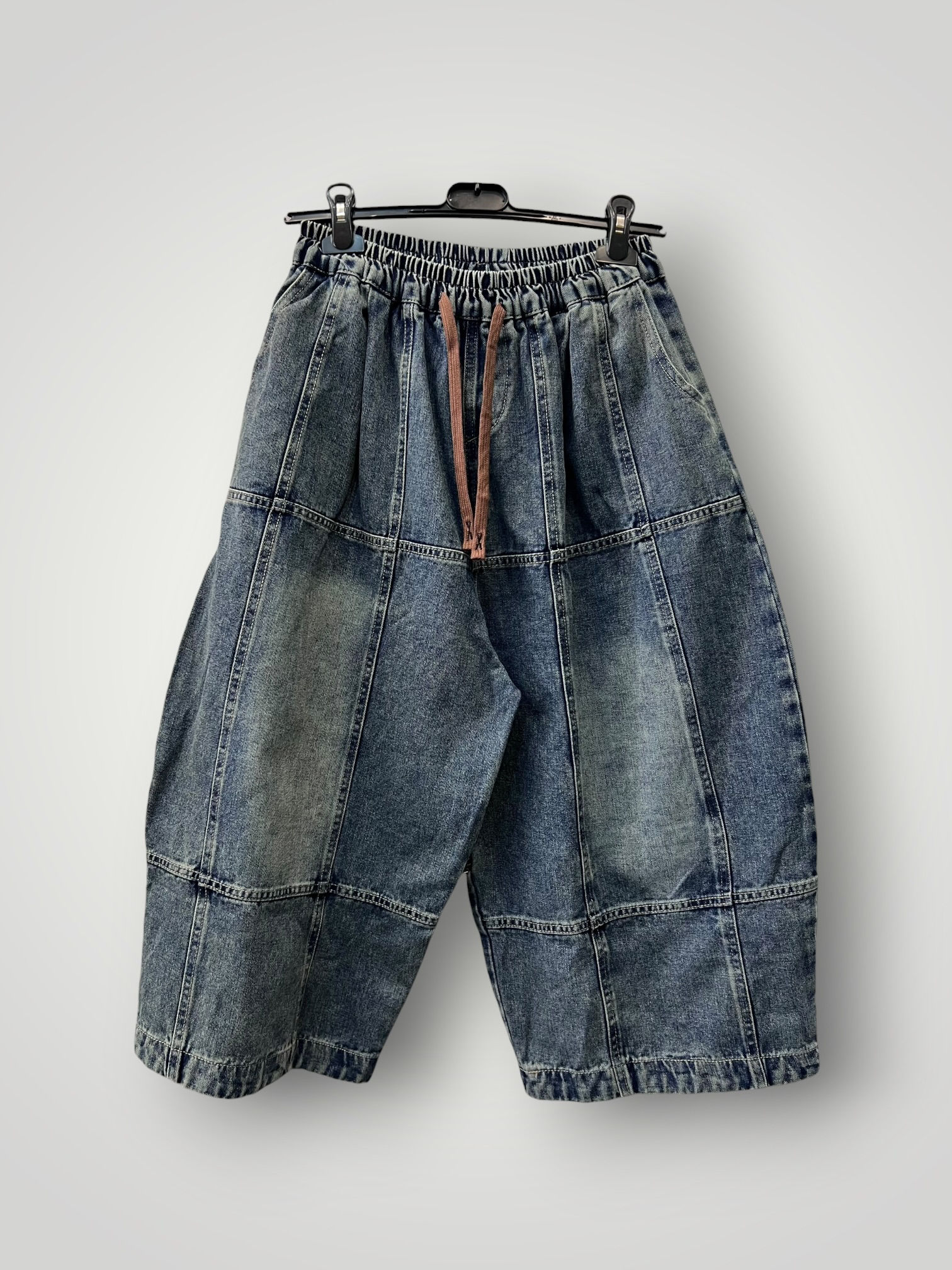 Oversized Denim Παντελόνα με Γεωμετρικό Design