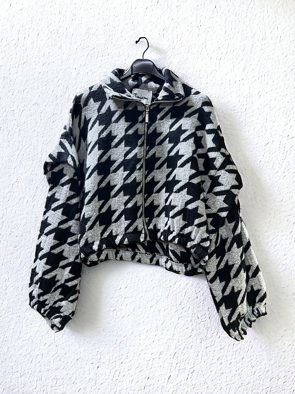 Μικρογραφία: Bomber Τζάκετ με Διπλό Μανίκι και Houndstooth Μοτίβο