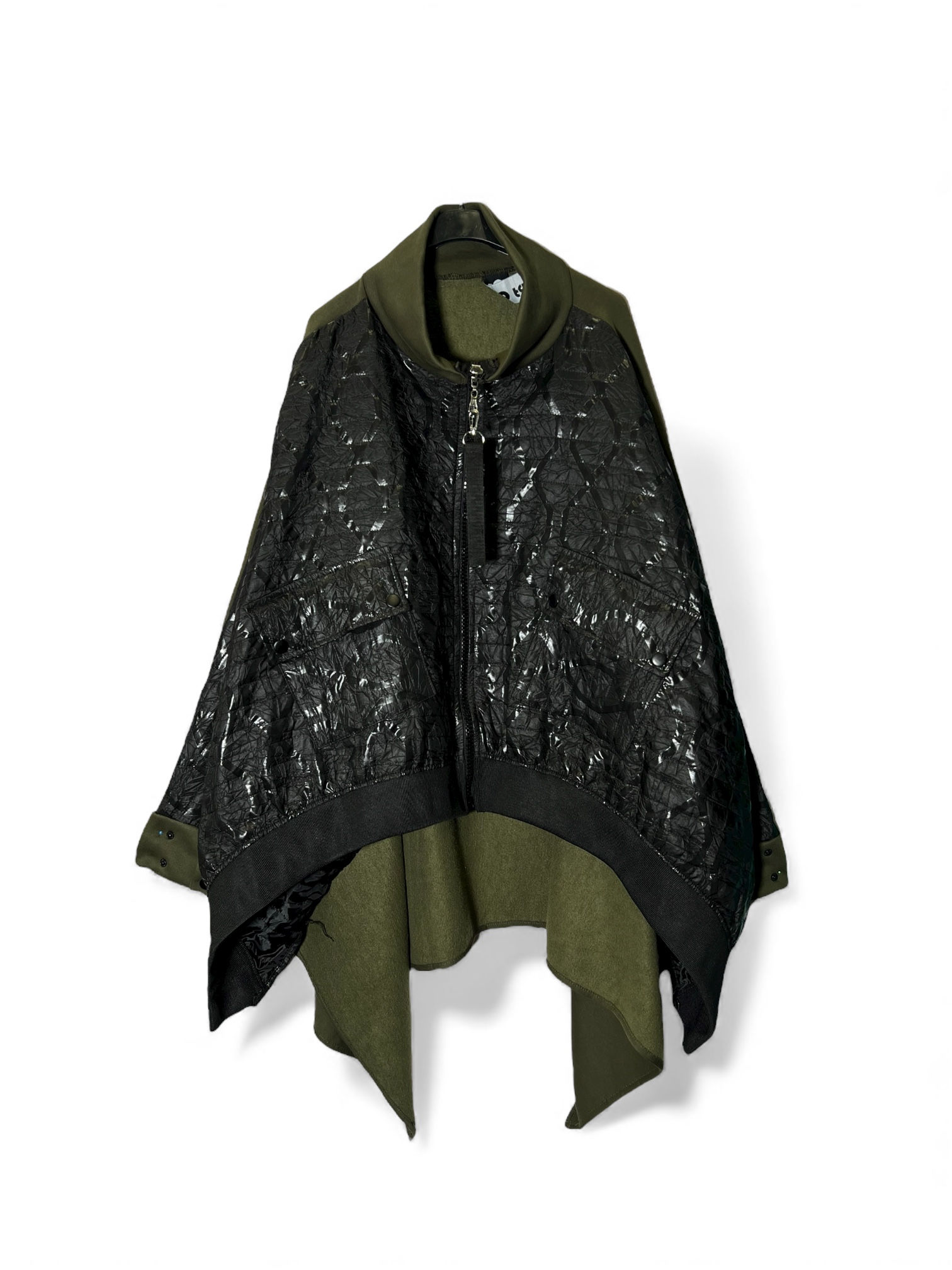 Asymmetrical Cape Jacket with Quilted Texture