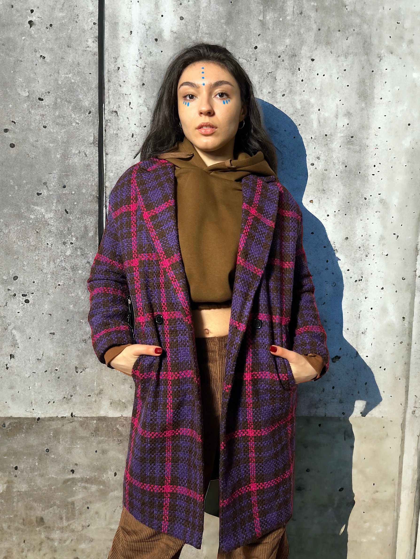 Checkered Coat with Thick Composition