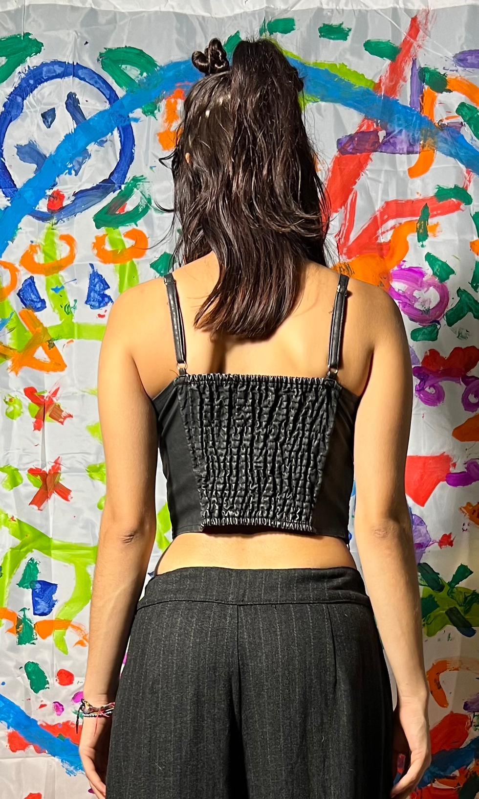 Thumbnail: Leatherette Corset with Shirring