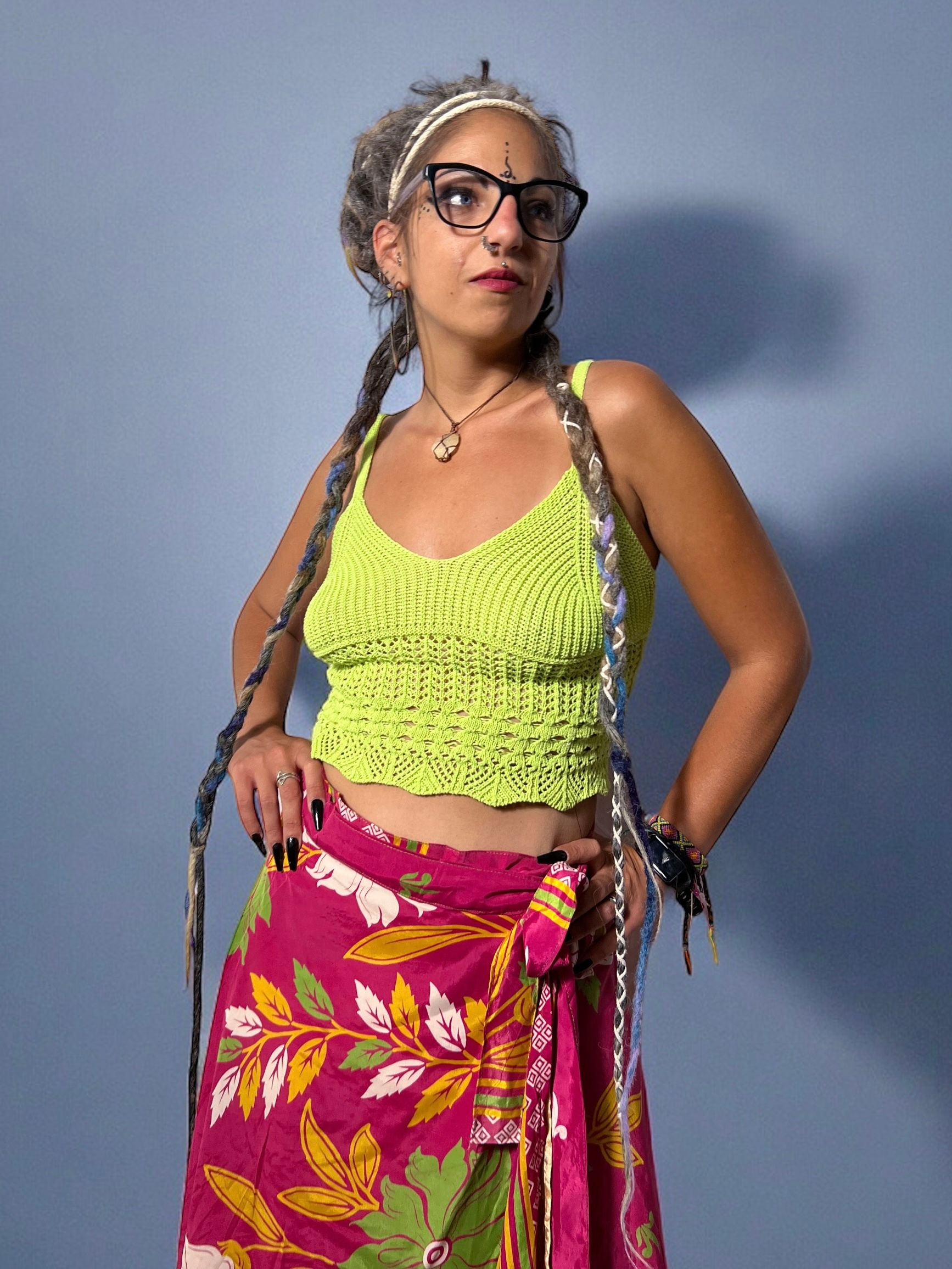 Knitted Crop Top with Shirring