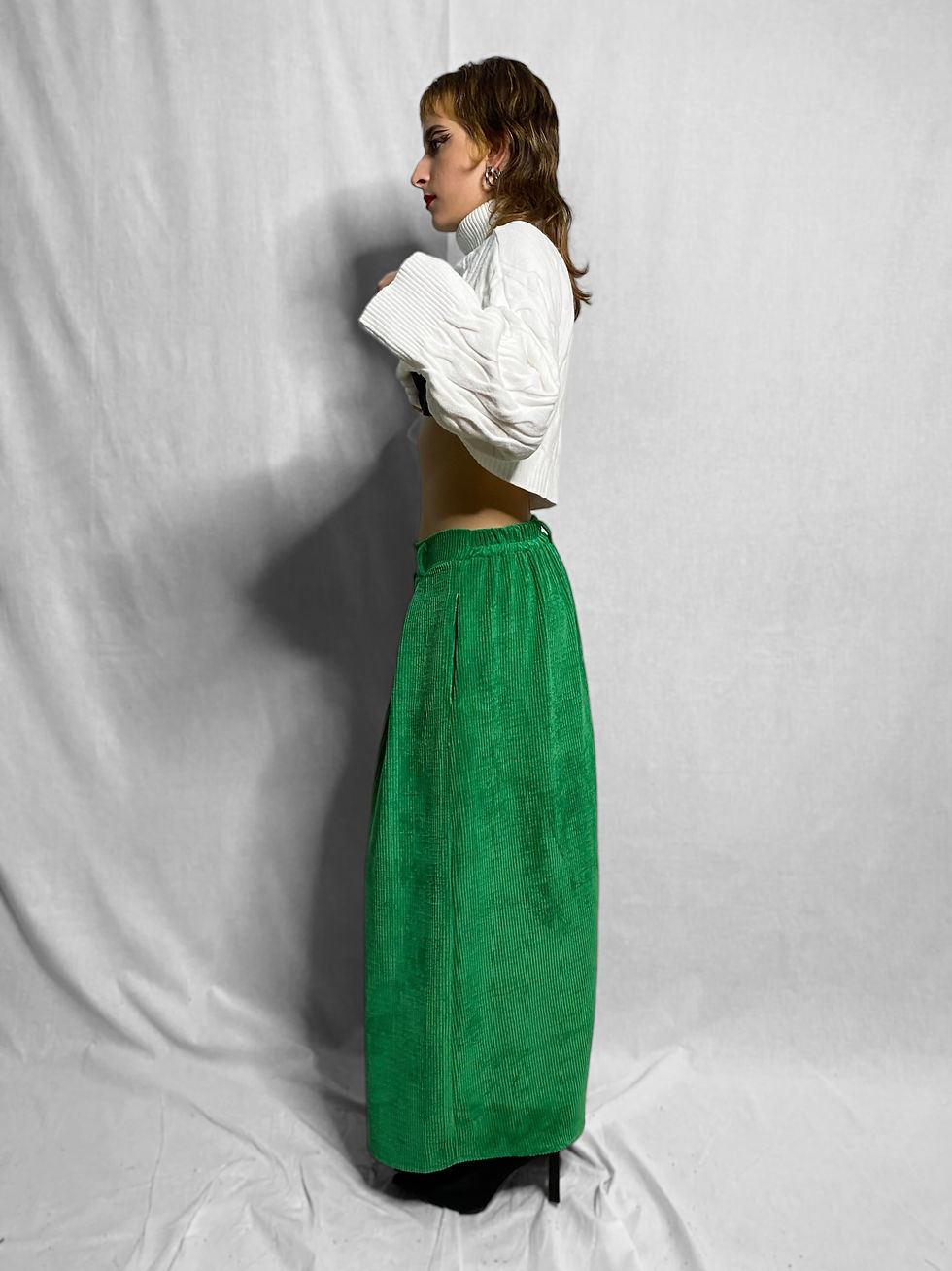 Thumbnail: CORDINATION - Corduroy Skirt with Belt Pockets