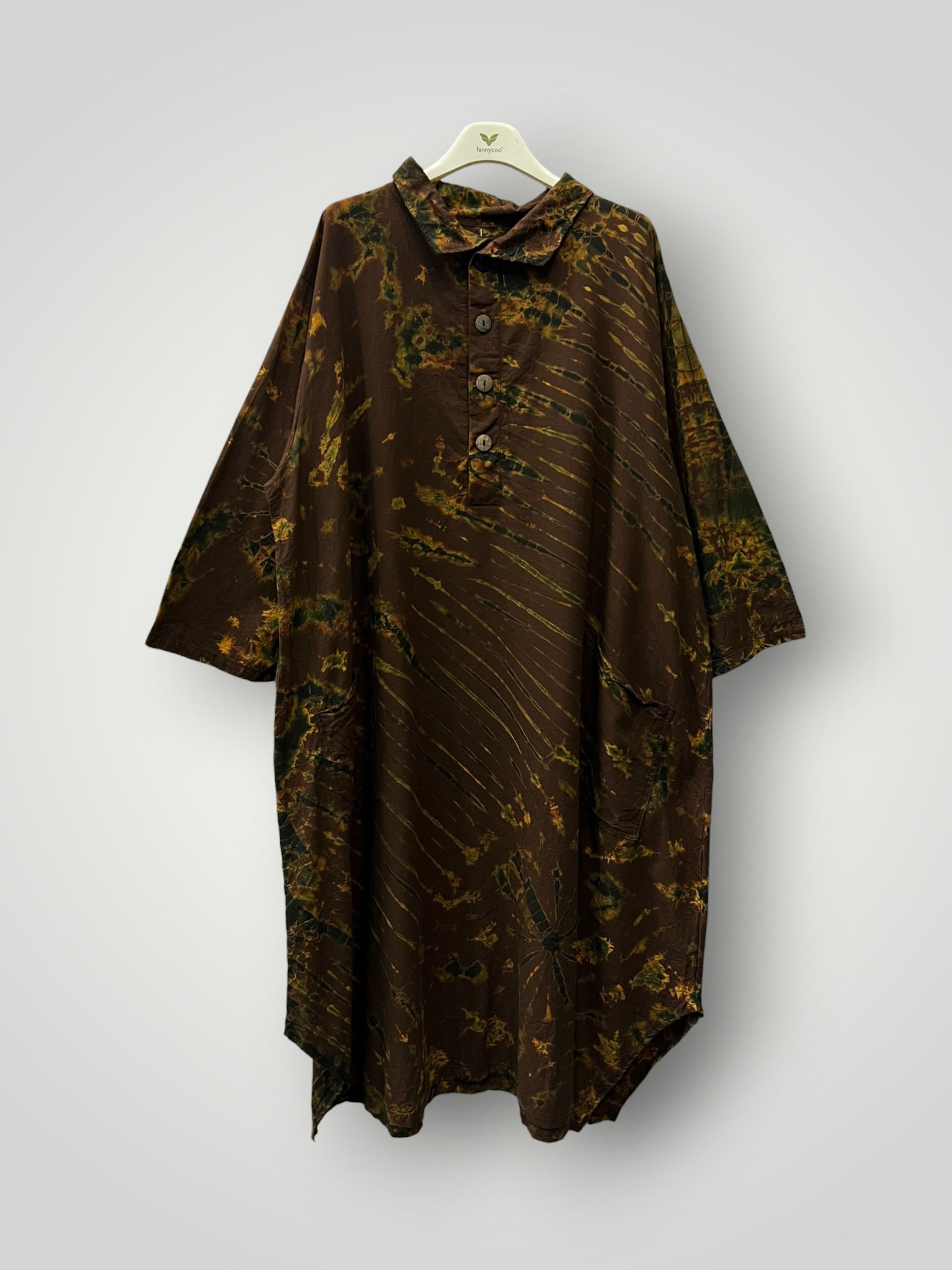 Oversized Tie-Dye Πουκαμίσα σε Γήινες Αποχρώσεις
