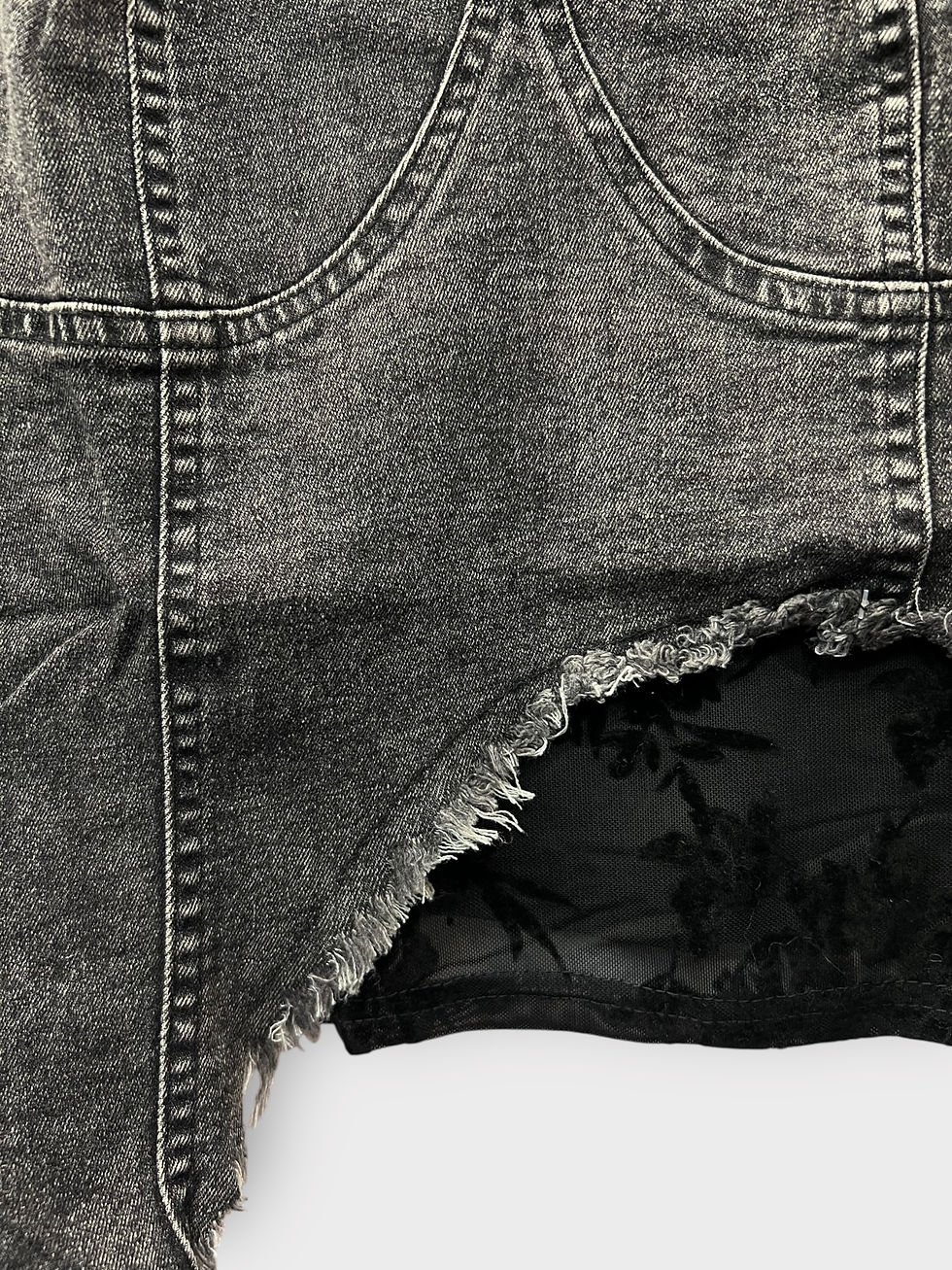 Μικρογραφία: Μαύρο Mesh Top με Ενσωματωμένο Denim Κορσέ