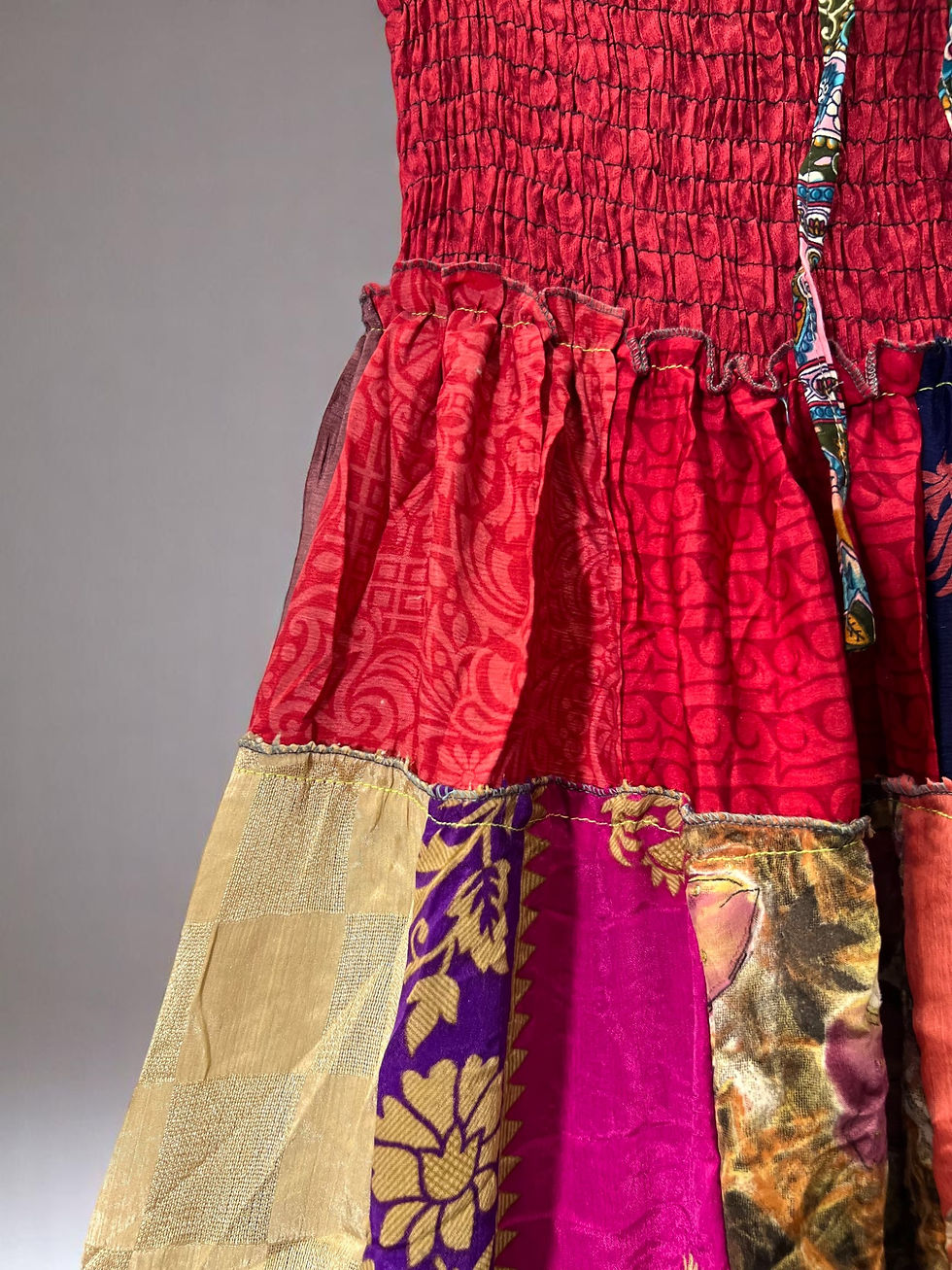 Thumbnail: Patchwork Skirt That Can Also Be Worn As A Strapless Dress