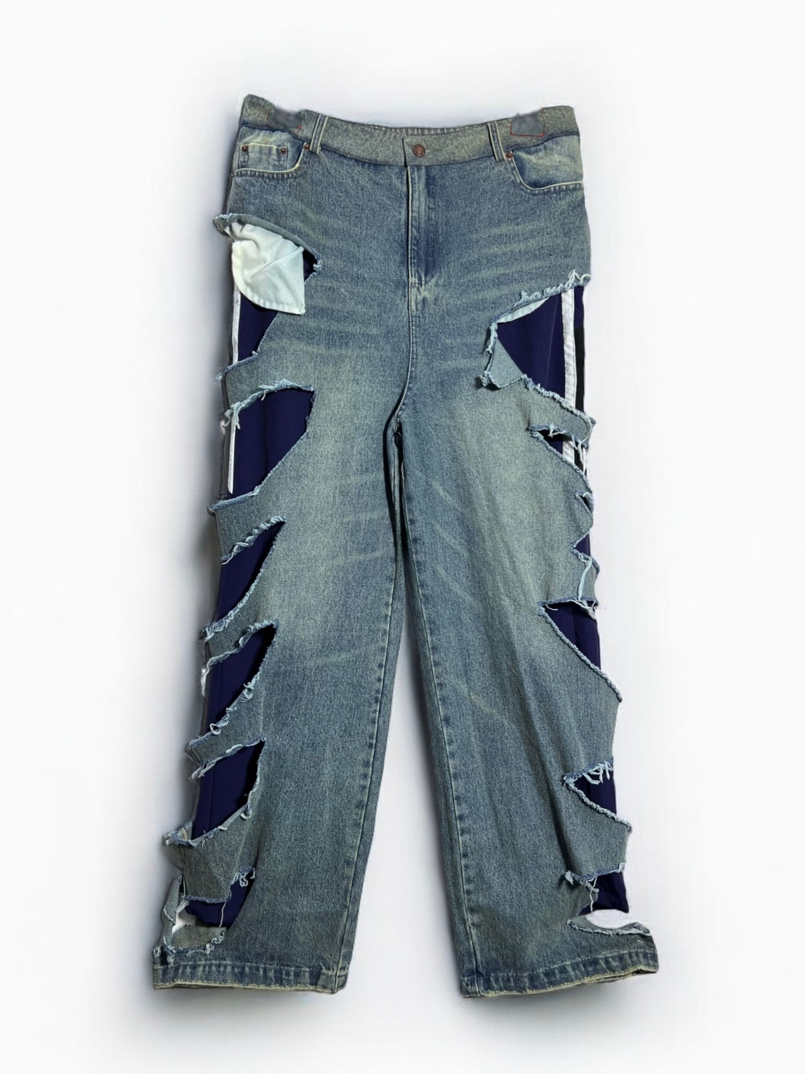 Ξεσκισμένο Τζιν με Εσωτερική Φόρμα με Ρίγες