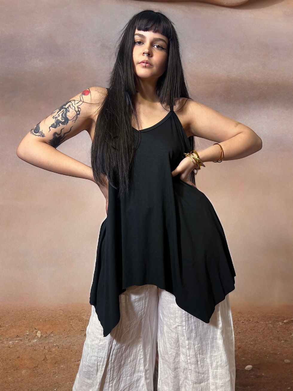 Thumbnail: Blouse with Straps and Asymmetrical Hem