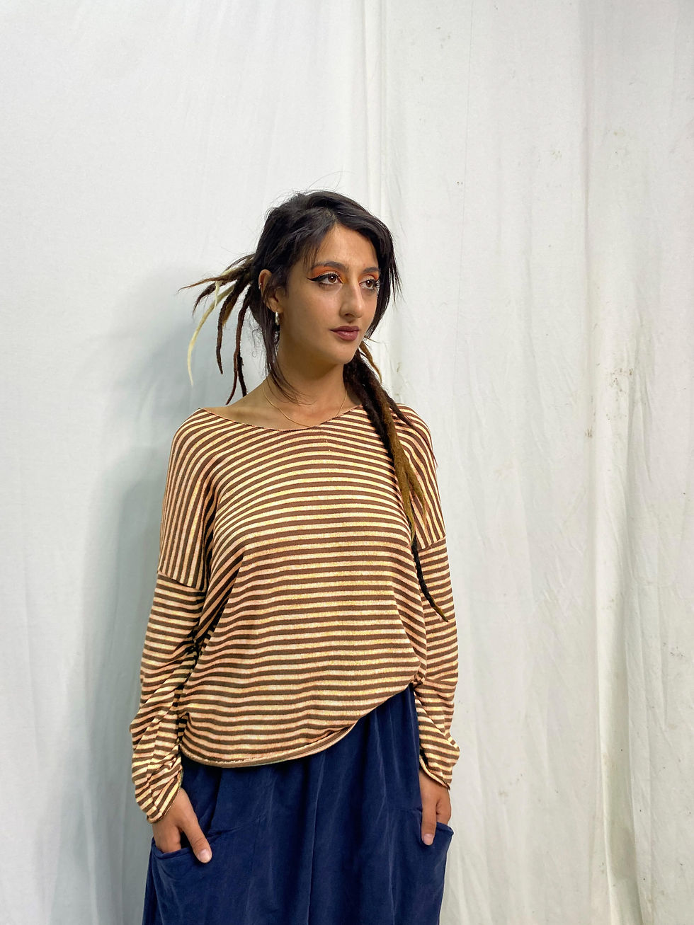 Thumbnail: TEMPER - Striped Long Sleeve Blouse