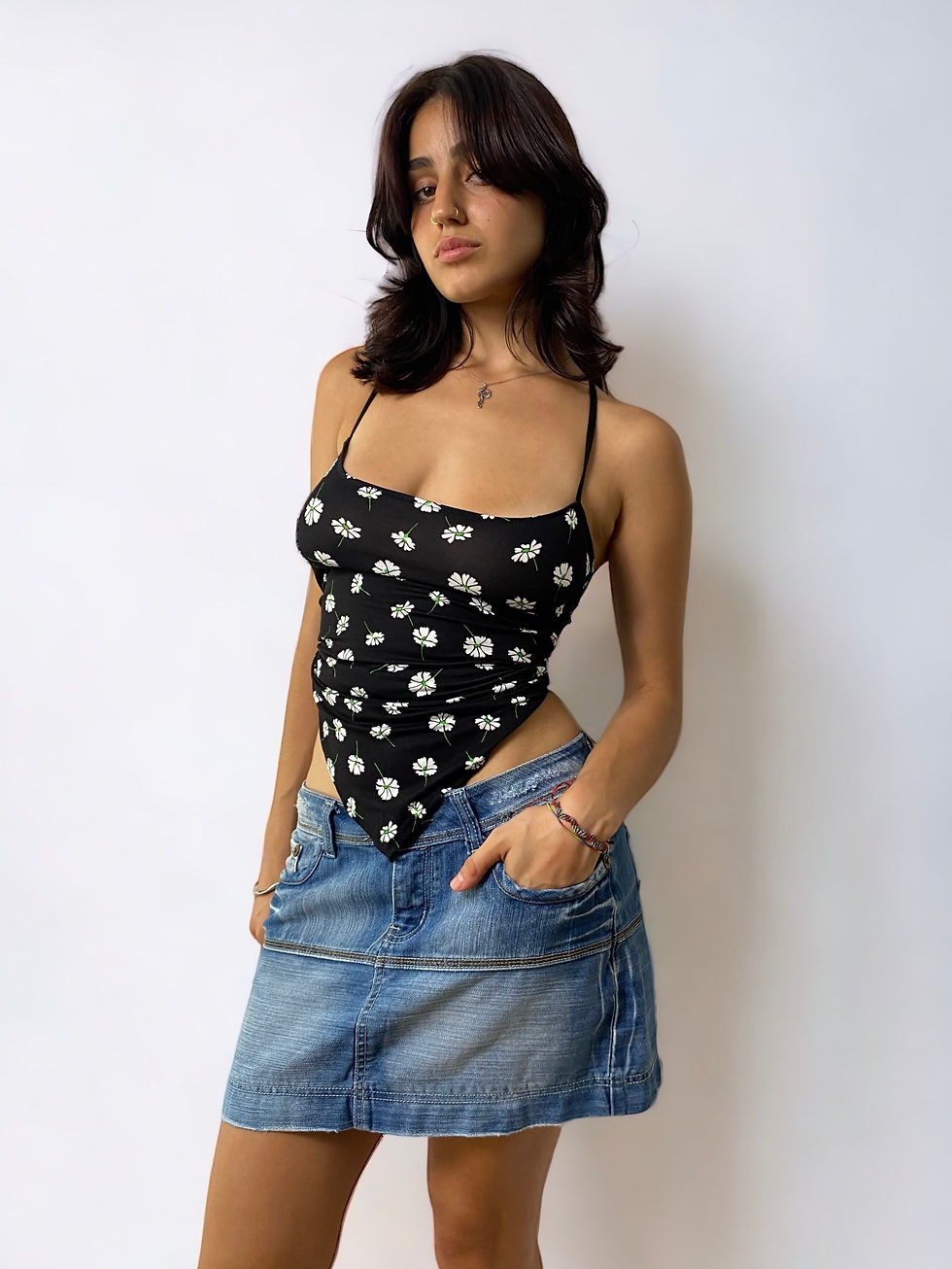 Thumbnail: Floral Lace Top with Straps. Perfect for all sizes