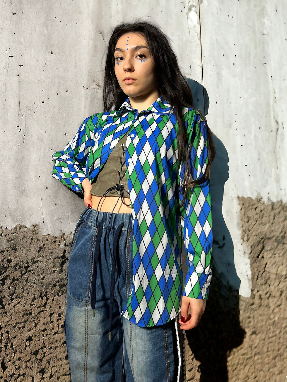 Thumbnail: Long Sleeve Shirt with Colored Diamonds
