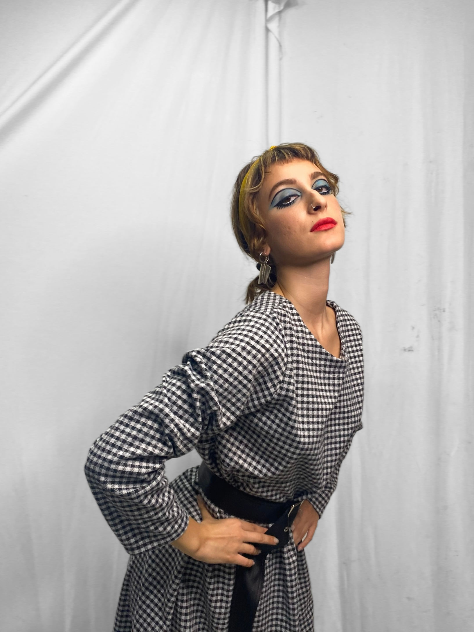 Καρό Φόρεμα με Μακριά Μανίκια