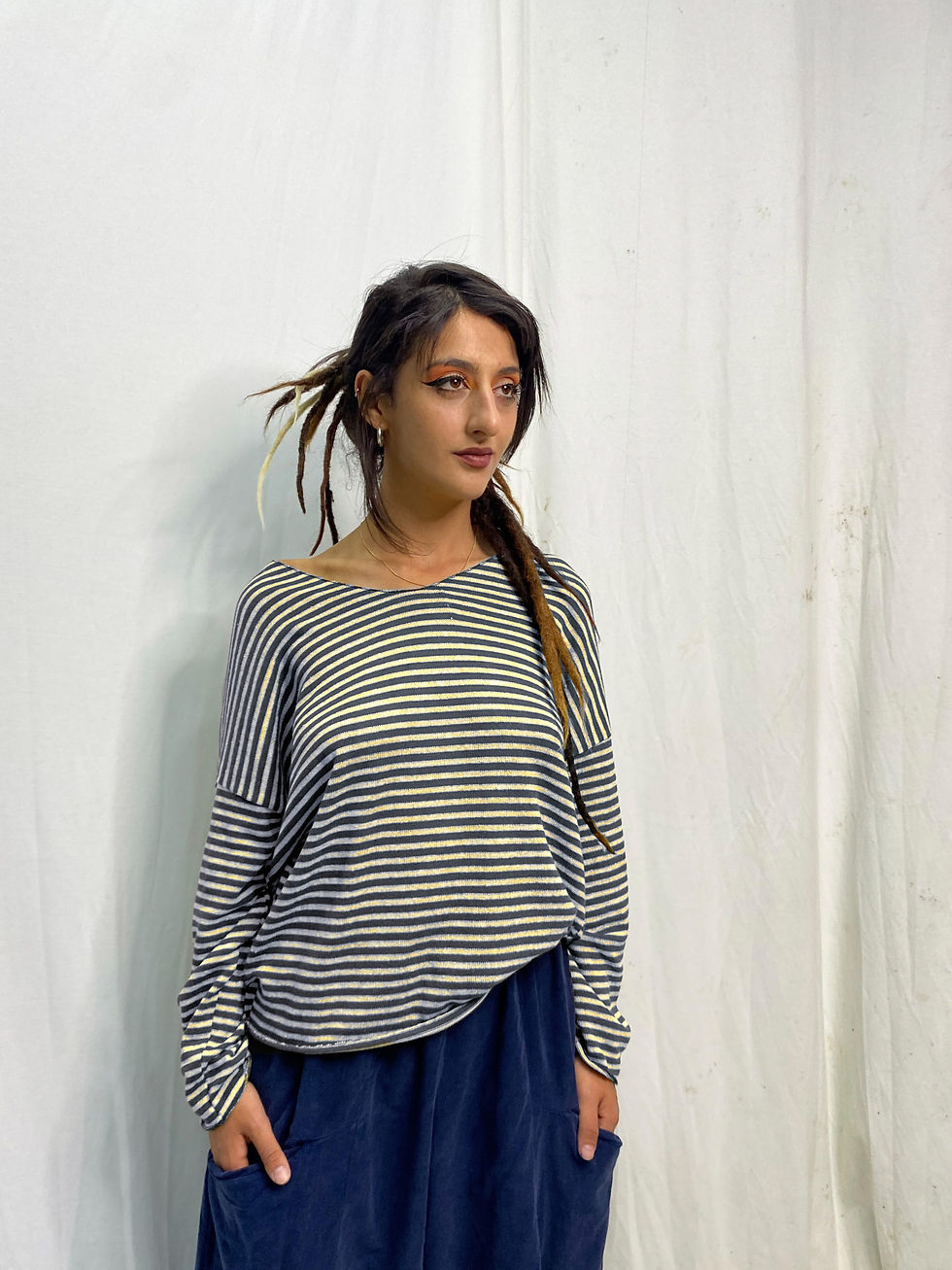 Thumbnail: TEMPER - Striped Long Sleeve Blouse