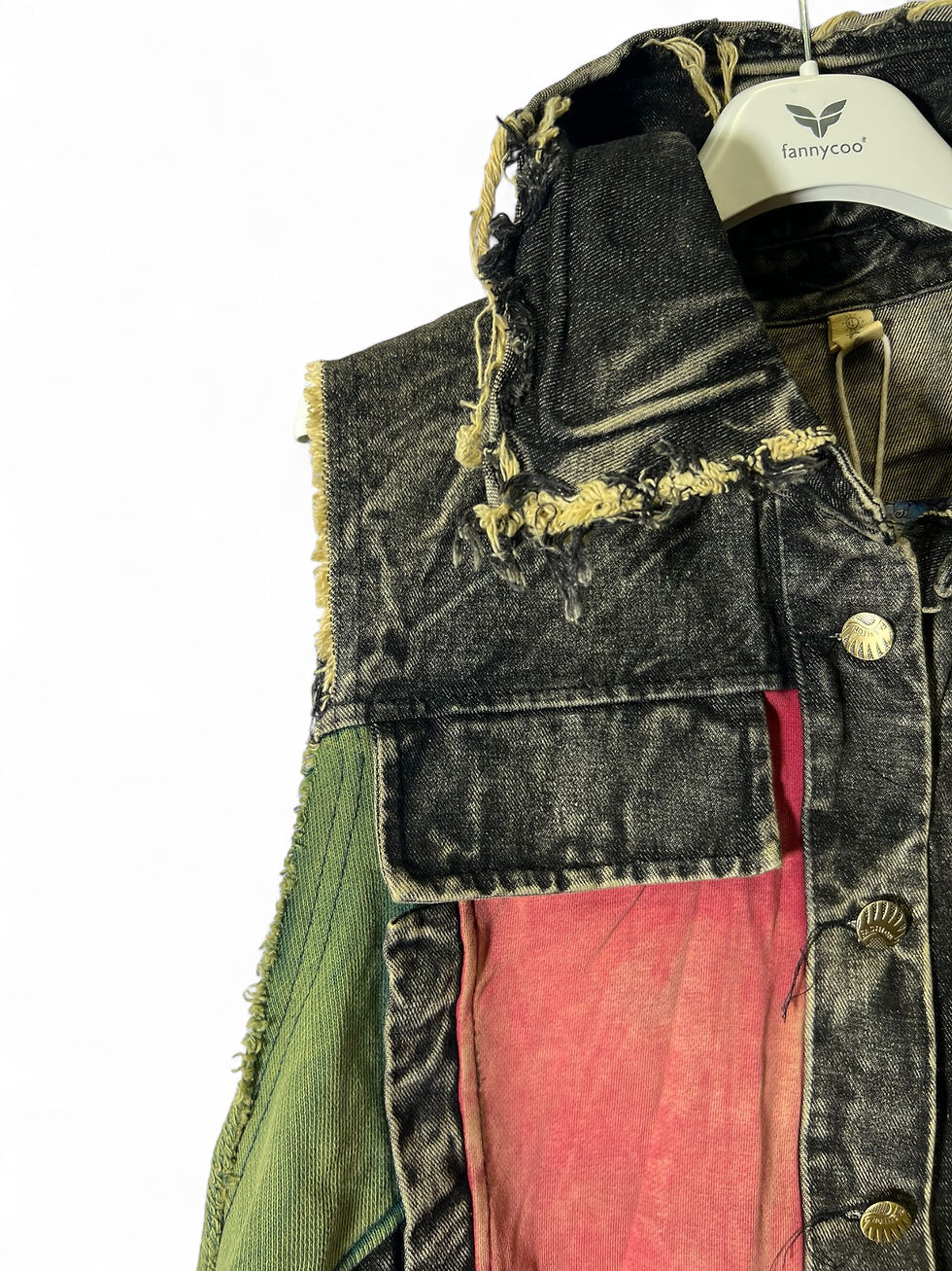 Thumbnail: Unisex Denim Jacket with Patchwork Details