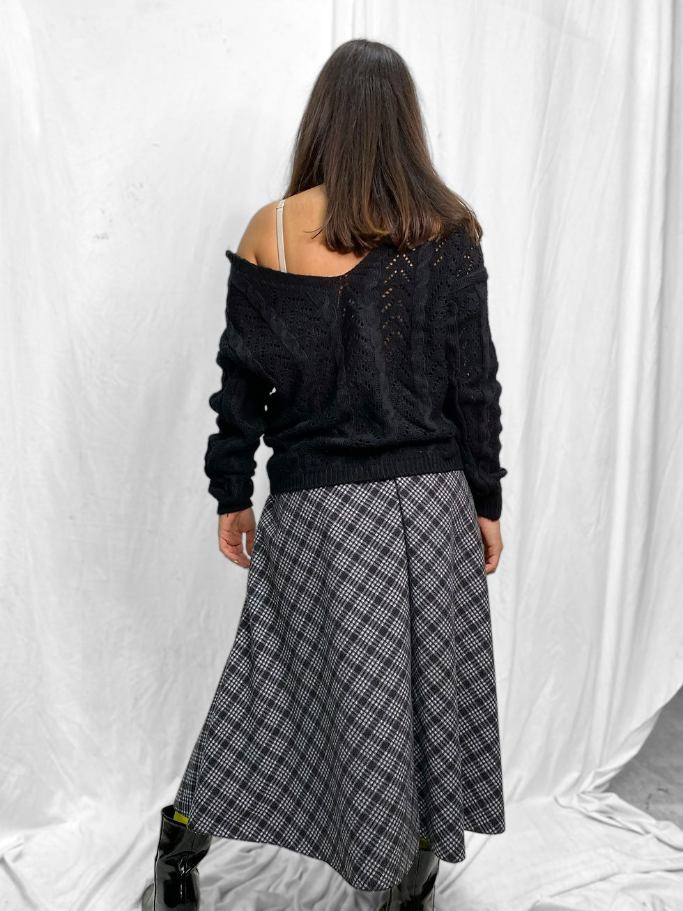 Thumbnail: FELLOWES - Plaid Thick Winter Skirt with Belt