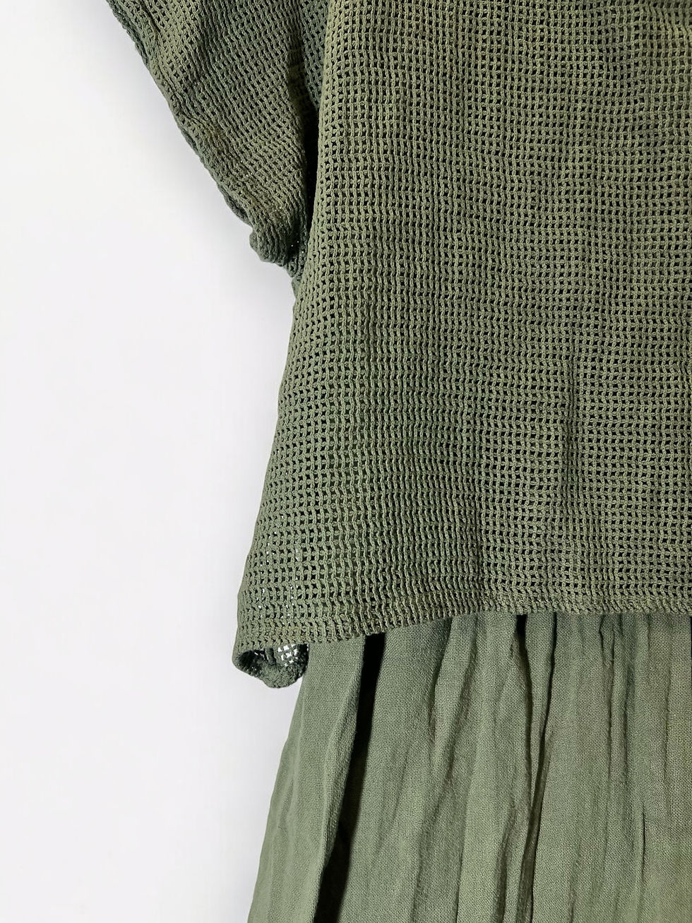 Μικρογραφία: Βαμβακερό Oversized Φόρεμα με Δικτυωτό Κομμάτι