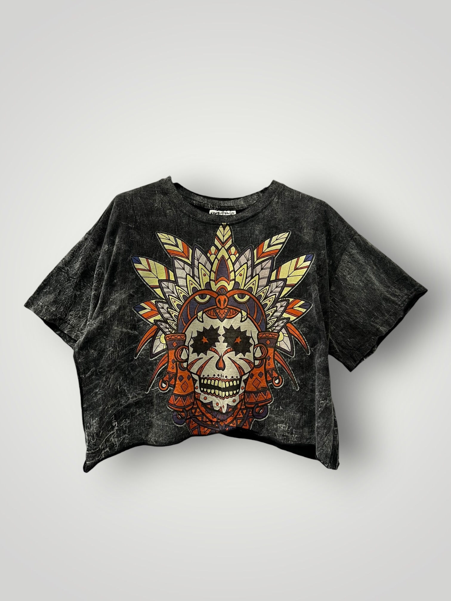 Tie-Dye Crop Top with Graphic Print