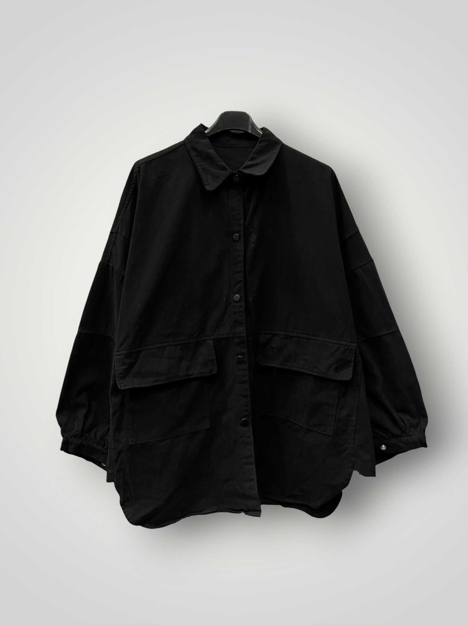 Oversized Βαμβακερό Πουκάμισο με Μεγάλες Τσέπες