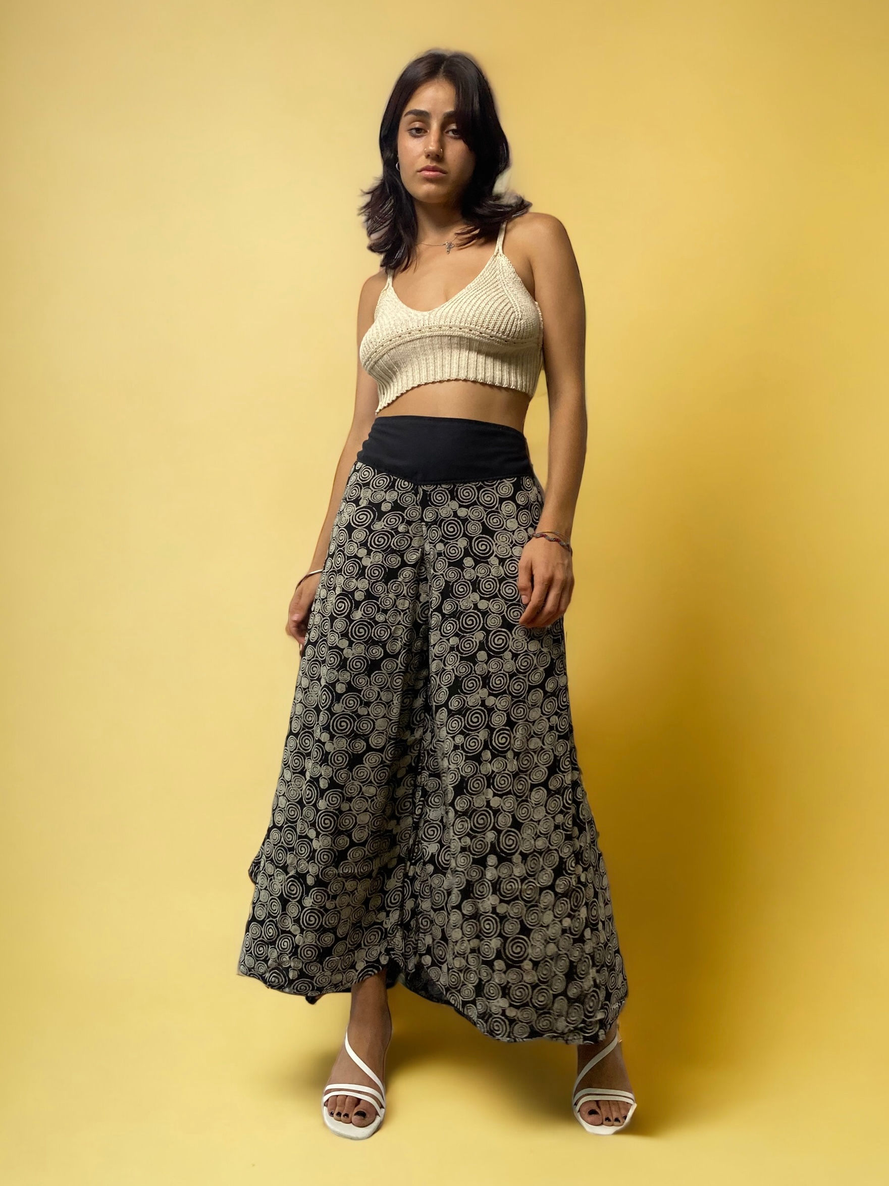 Airy Pants with Abstract Ethnic Pattern