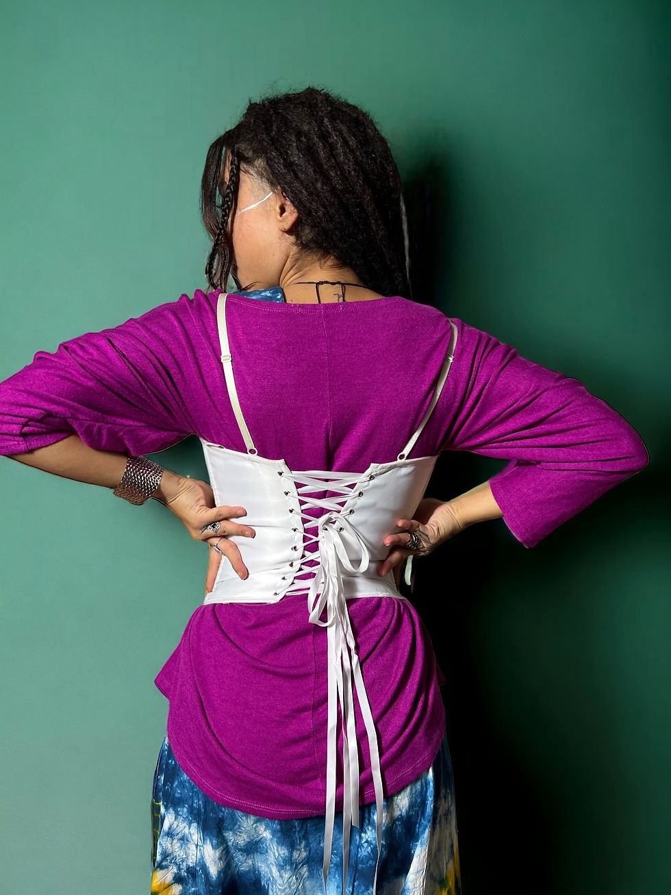Thumbnail: White Corset with White Ribbons for Tightening