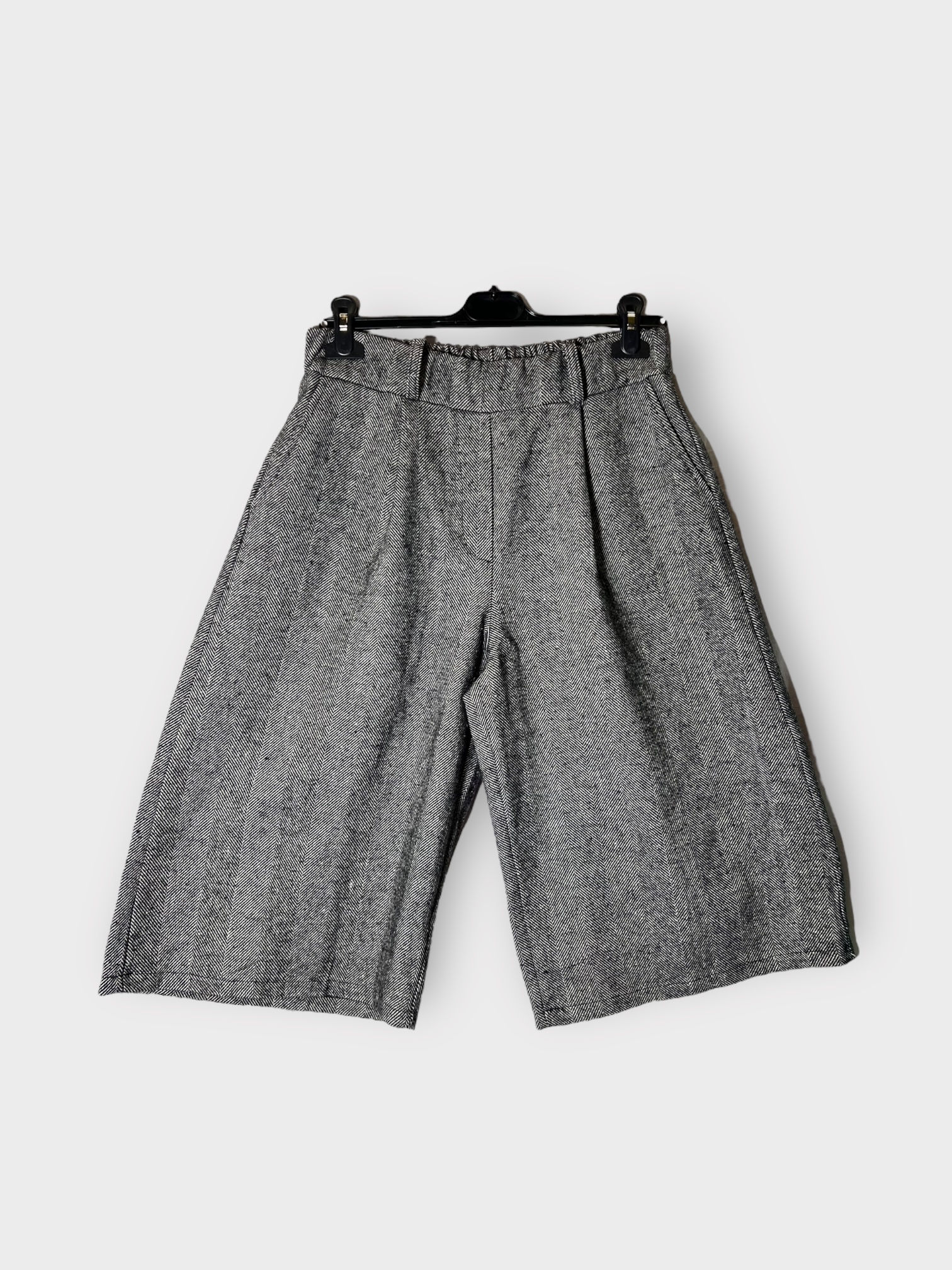 Ζιπ Κιλότ με Μοτίβο Ψαροκόκαλο και Λάστιχο στην Μέση