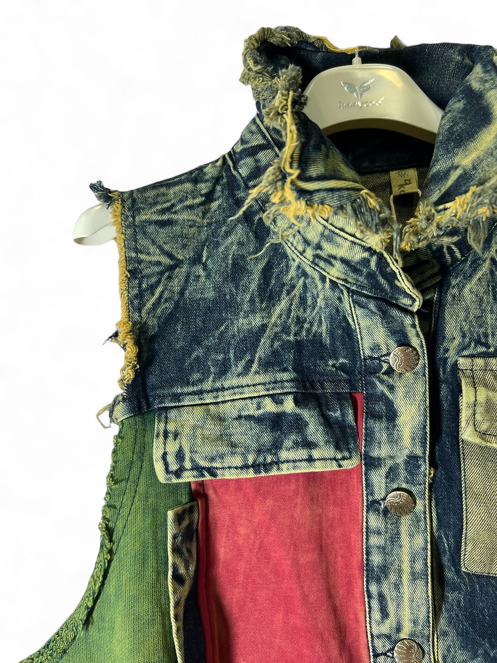 Thumbnail: Unisex Denim Jacket with Patchwork Details