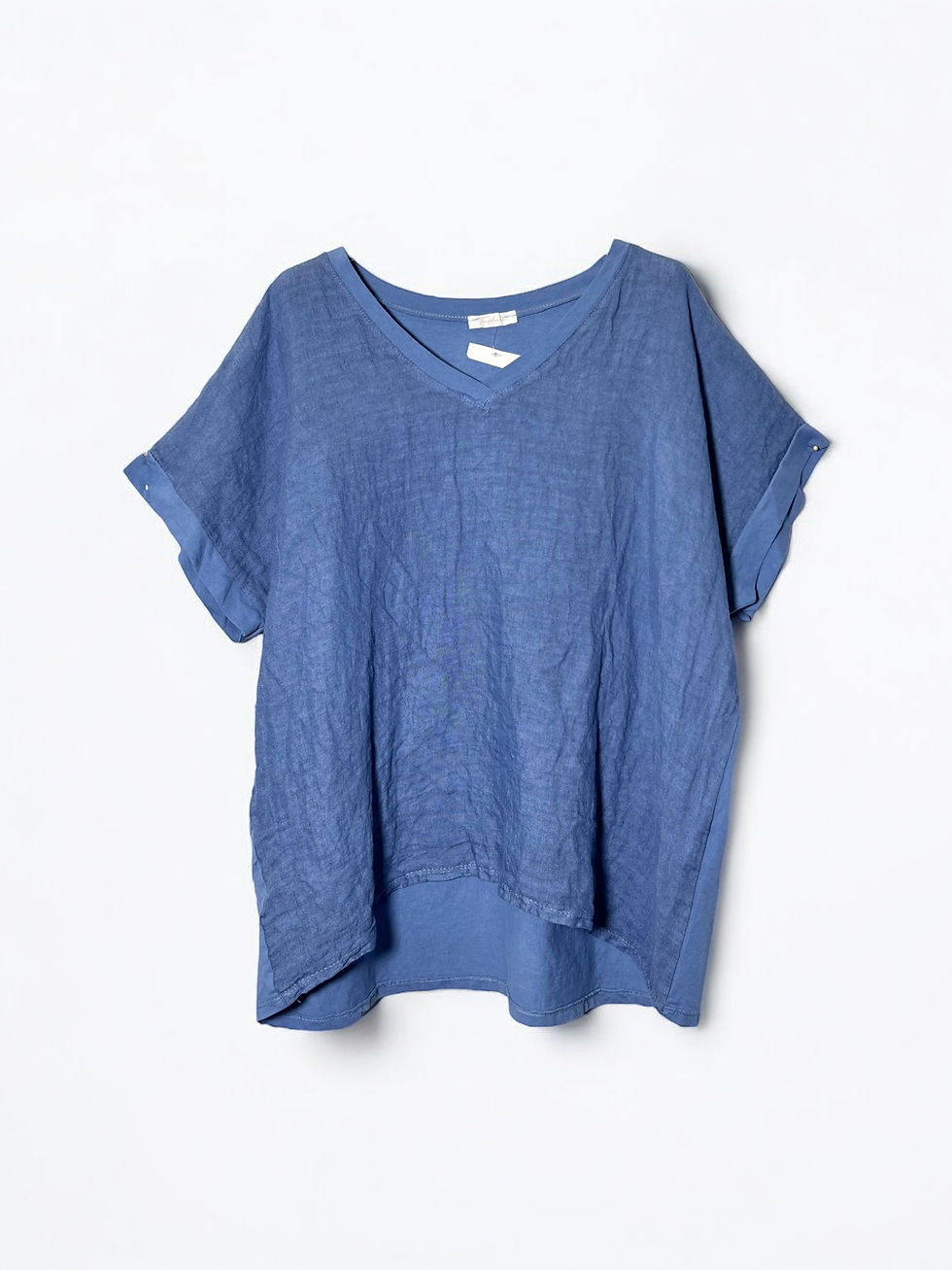 Thumbnail: Short Sleeve T-Shirt, Linen Front and Cotton Back