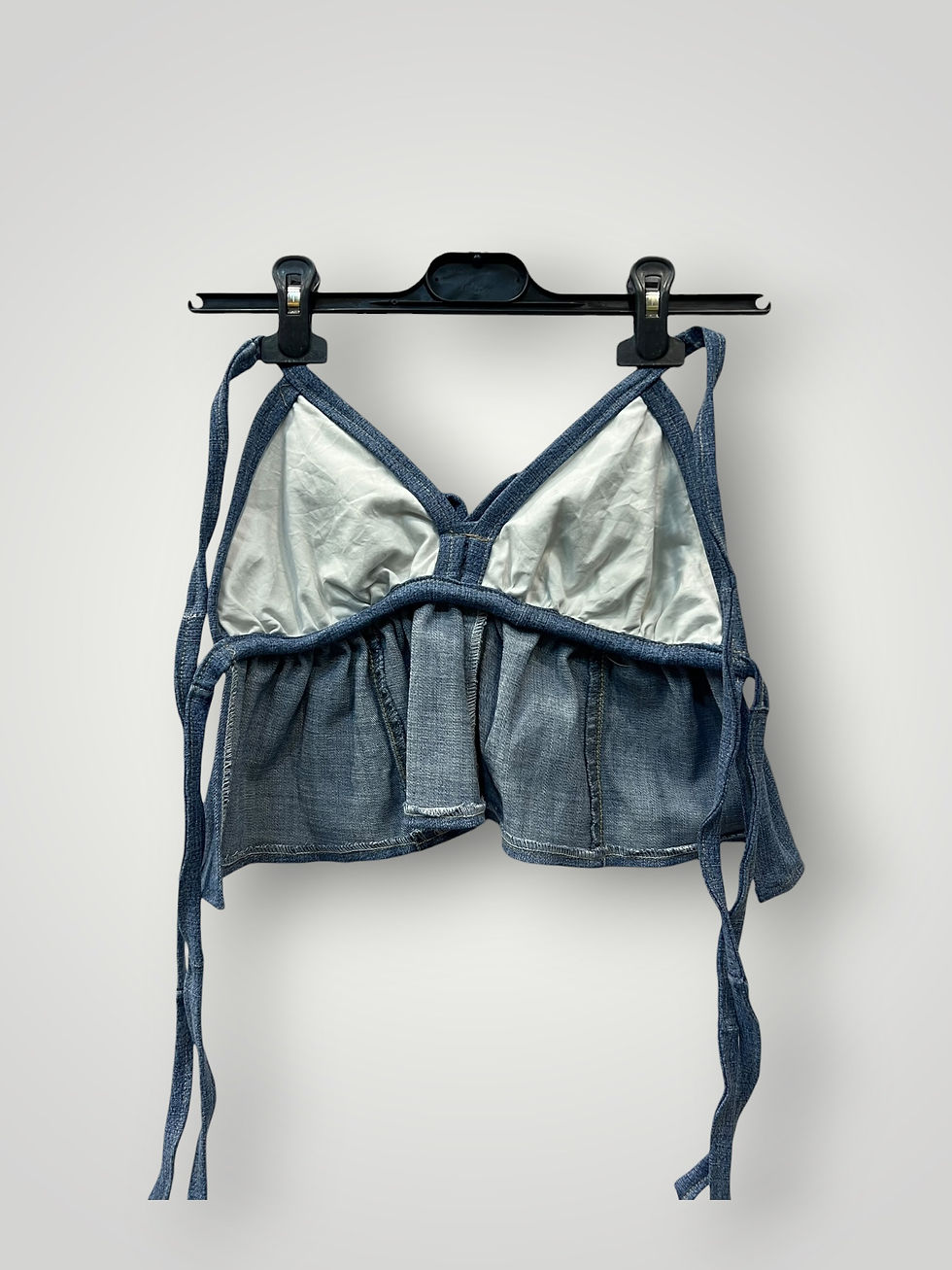 Μικρογραφία: Denim Crop Top με Δέσιμο και Βολάν
