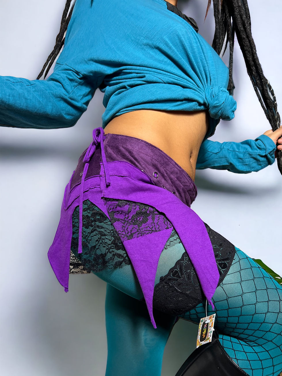 Thumbnail: Fairycore Wrap Mini Skirt with Decorative Lace
