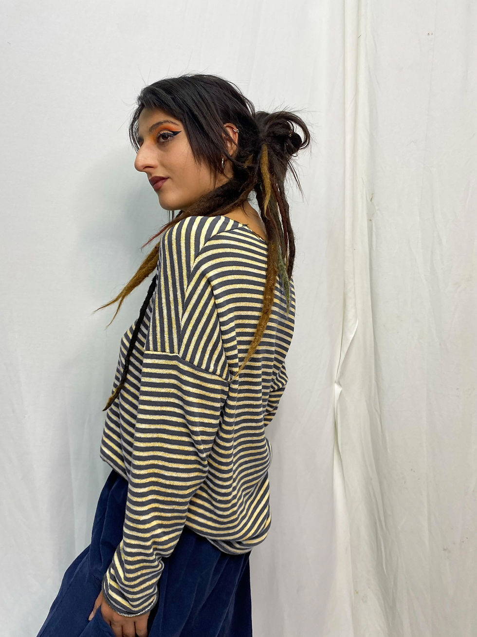 Thumbnail: TEMPER - Striped Long Sleeve Blouse