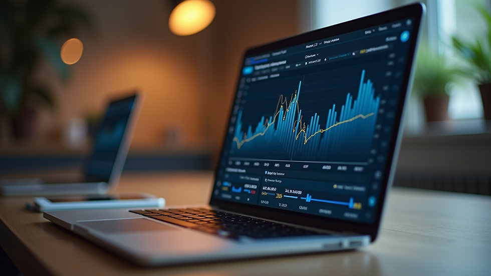 Close-up view of a laptop screen displaying a digital wealth management platform