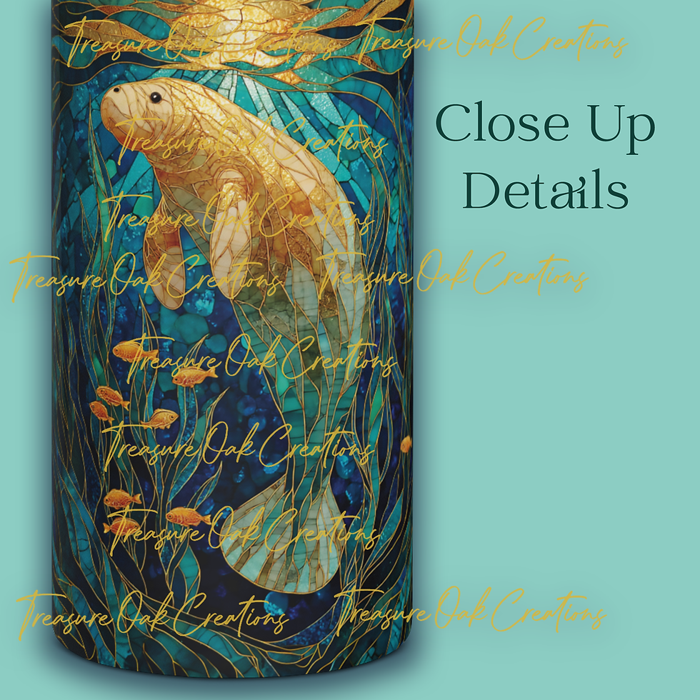 Thumbnail: Manatee Stained Glass Stainless Steel Skinny Beverage Tumbler, 20oz