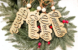Wood Custom Name Stocking Tag - Two Layer Personalized Holiday Gift Tags