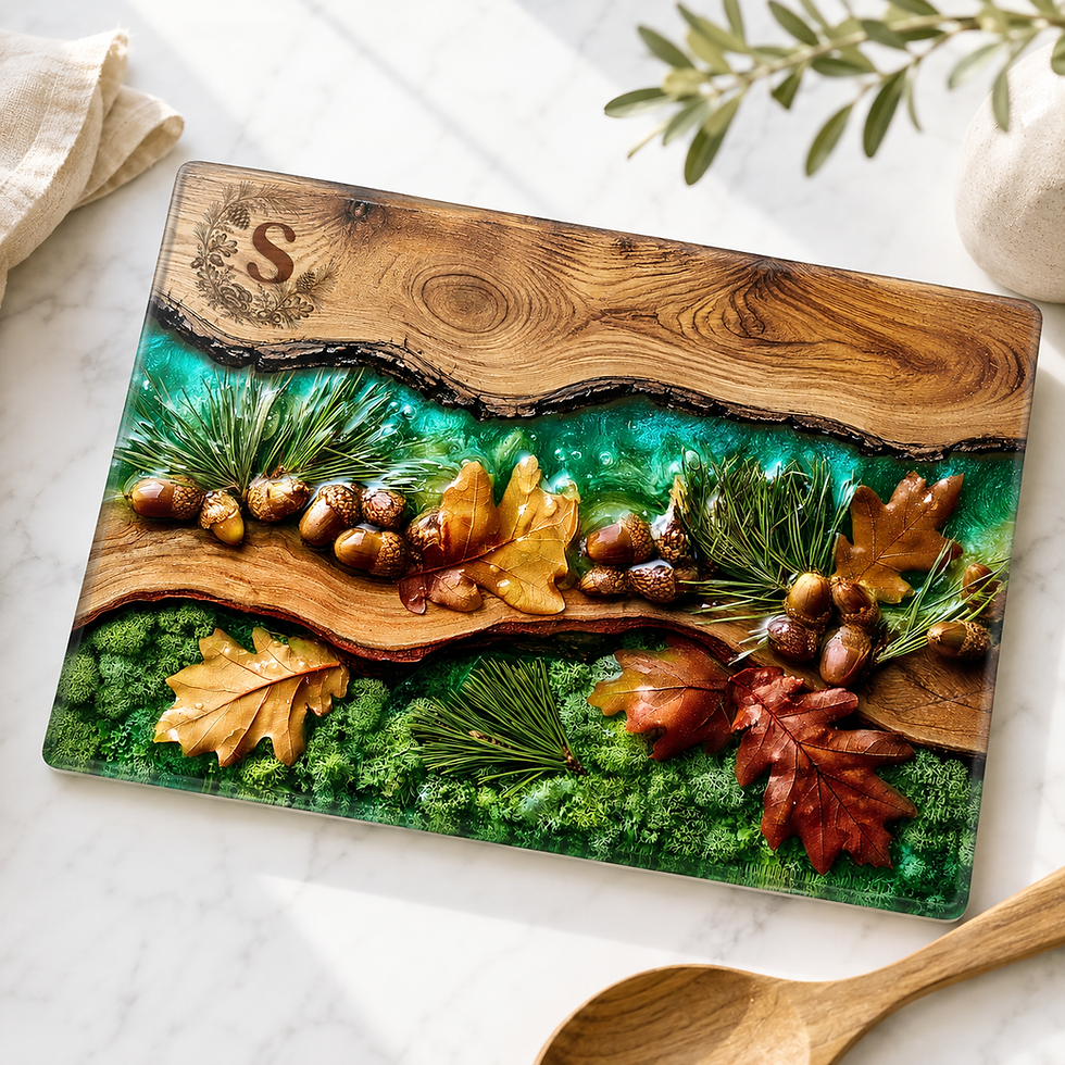 Thumbnail: Rustic Autumn Woodland Tempered Glass Personalized Cutting Board