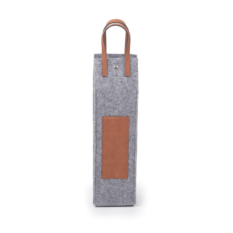 Thumbnail: Leather and Flannel Wine Bottle Gift Tote with Engraved Wood Card