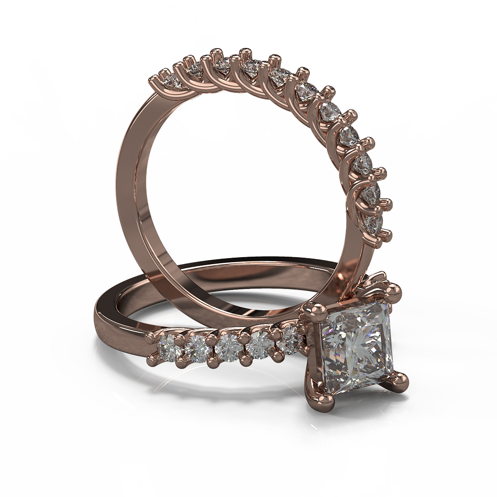 Thumbnail: Joia Half Round Princess cut with bridal set