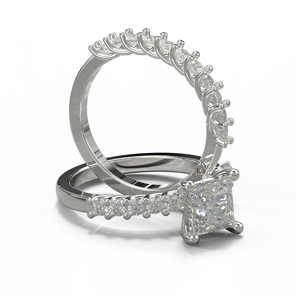 Thumbnail: Joia Half Round Princess cut with bridal set