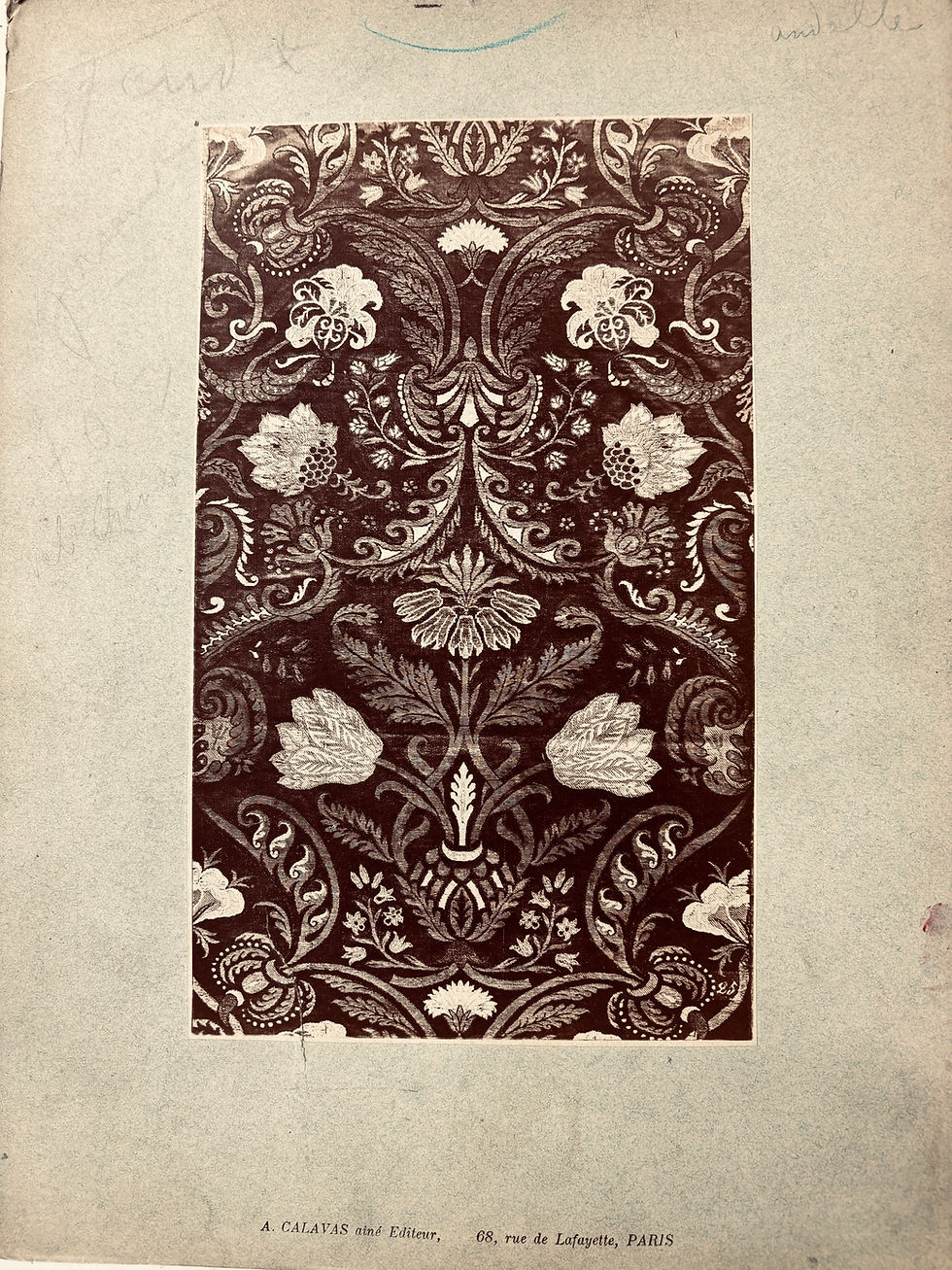 Thumbnail: 15 antique Calavas Paris Albumin photo prints of 18th century wallpaper designs