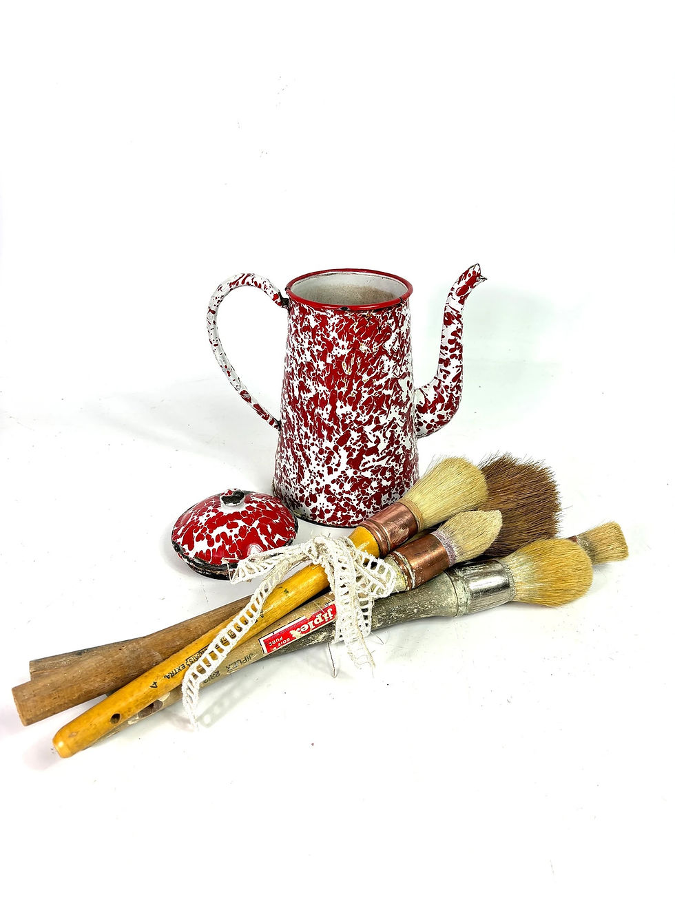 Thumbnail: Five /5 vintage French artist brushes natural bristle inc large Hog hair brush