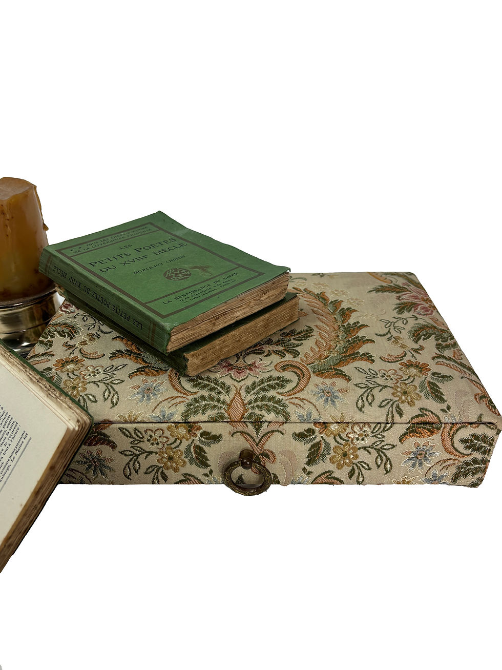 Thumbnail: French tapestry box Aubusson Paris as found with antique letters 1800's