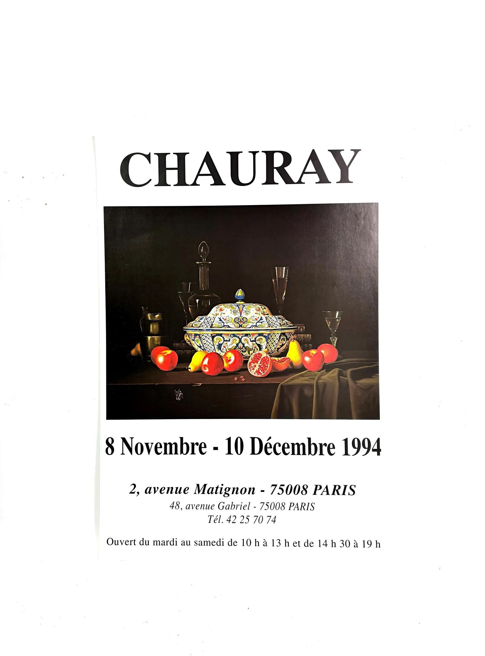 Vintage French genuine exhibition poster Jean claude Chauray Paris