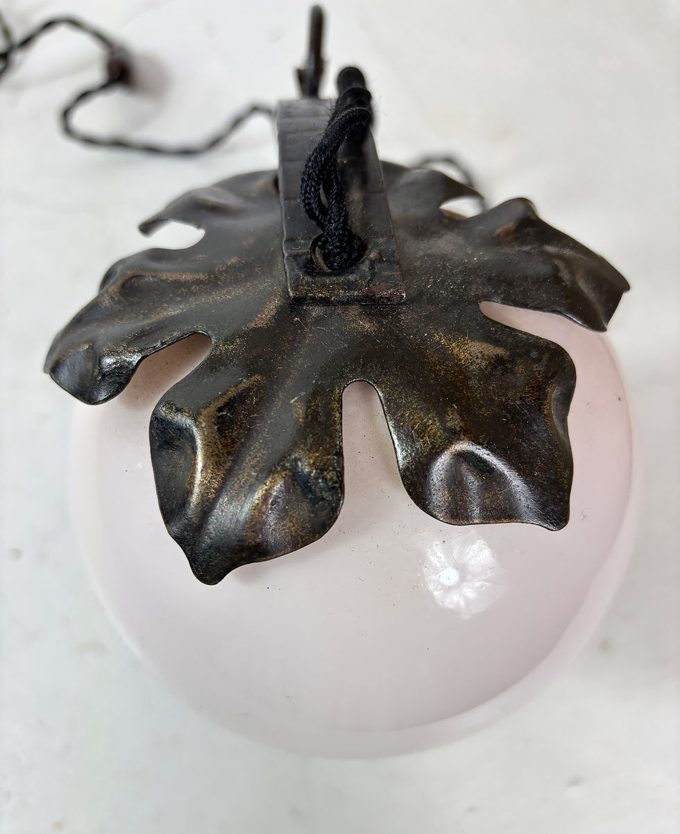 Thumbnail: French brutalist iron floral globe desk table lamp - fully rewired silk