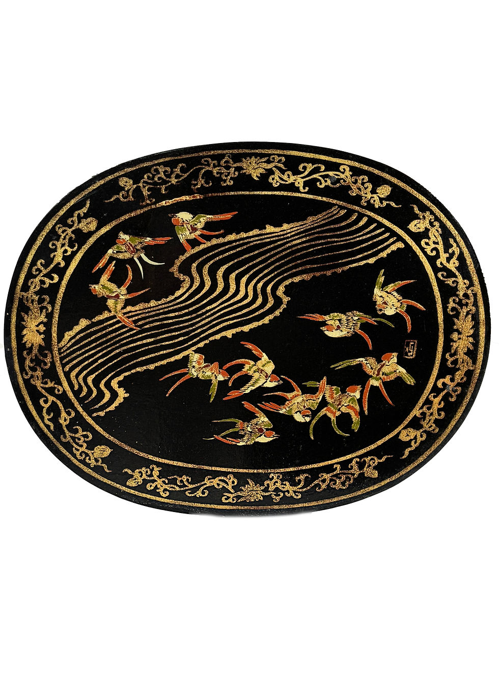 Thumbnail: French Antique chinoiserie petit Art deco side table signed