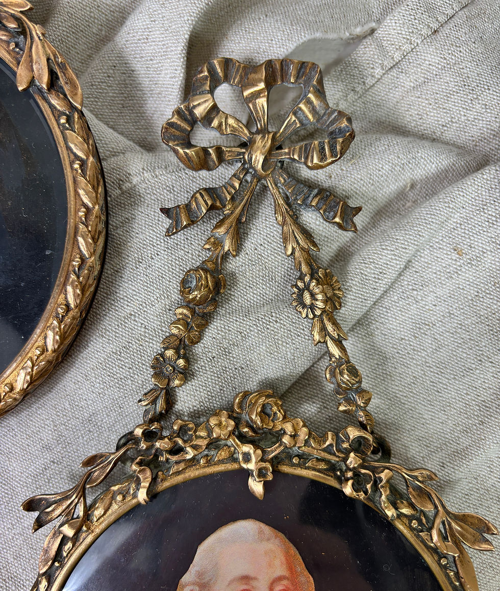 Thumbnail: Pair Fine French Antique bronze Louis circular Frames - exceptional detail