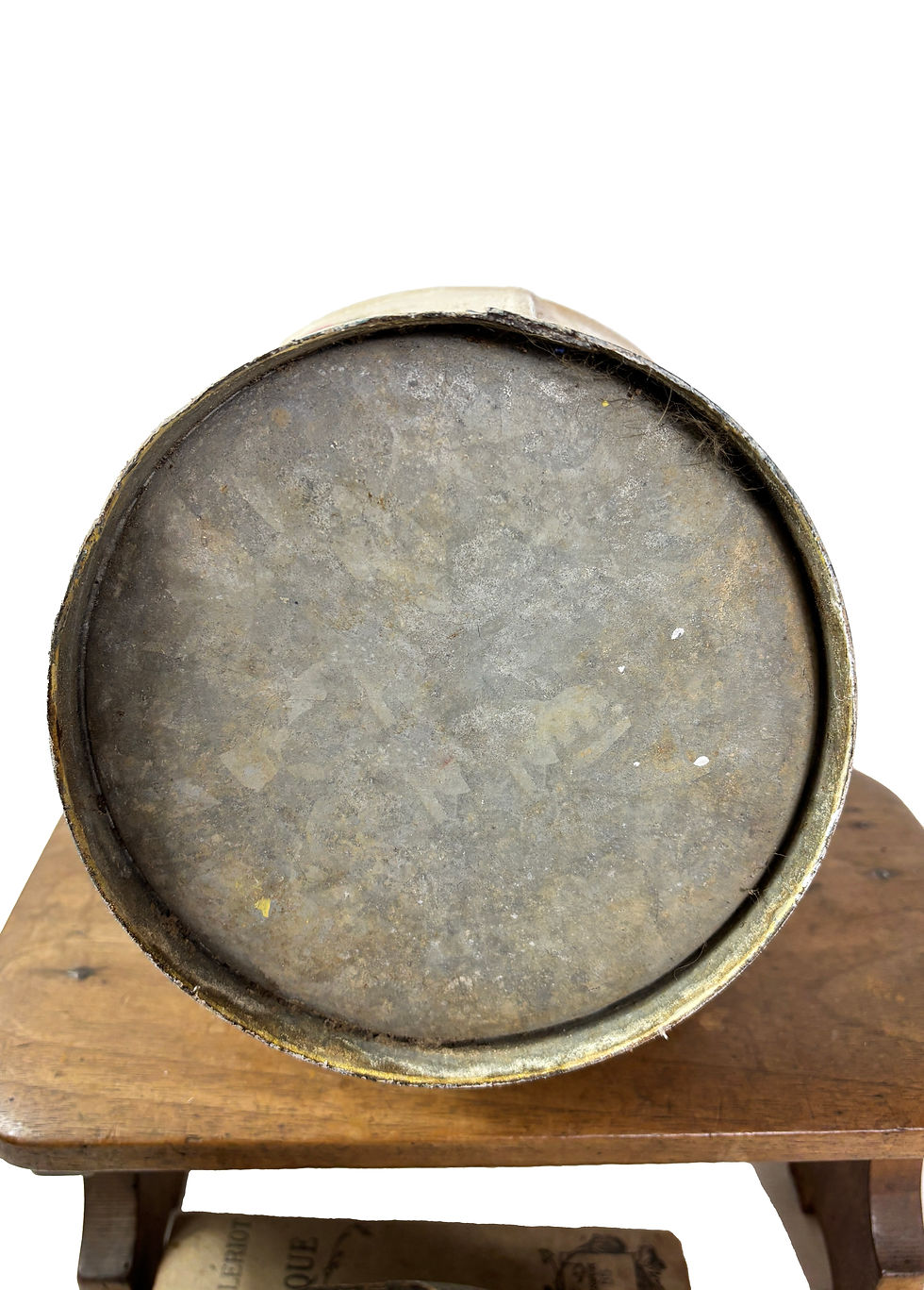 Thumbnail: Antique French large water can painted zinc decoupage roses